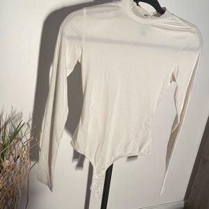 Derek Heart White Turtleneck Bodysuit